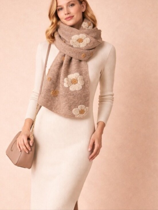 Sincerly Jules Accessories - Floral Applique Scarf